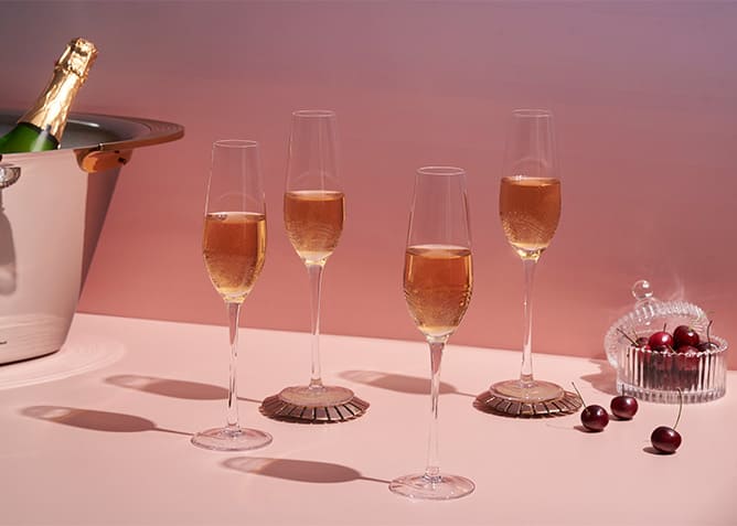 Shaze Simcha Crystal Champagne Glasses (Set of 6) 