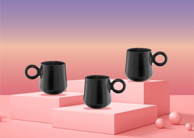 Shaze Black Cups (Set of 6) 